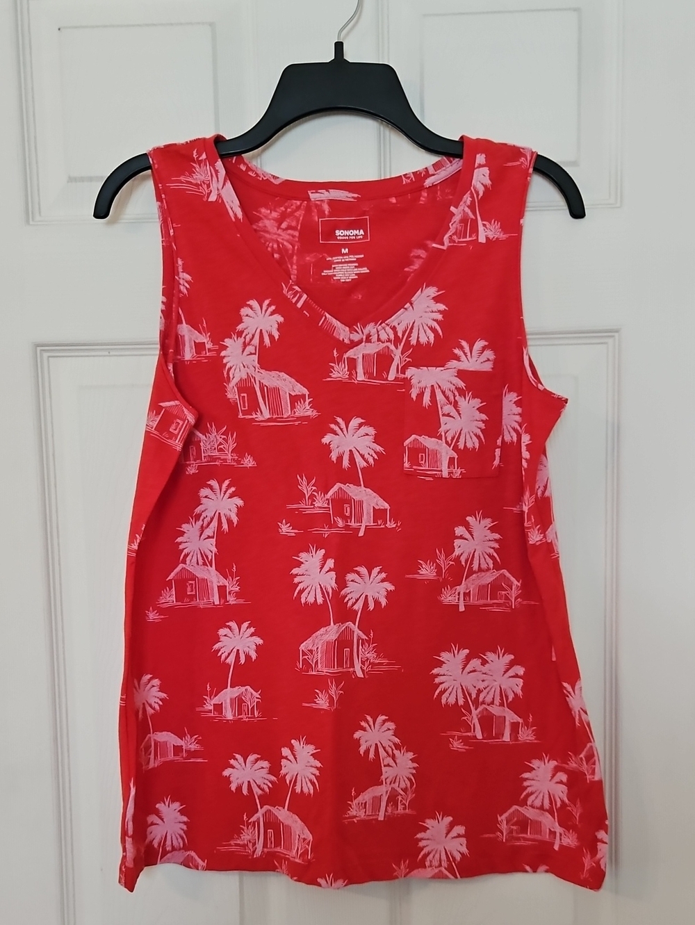 Sonoma Red Palm-Print Tank Top